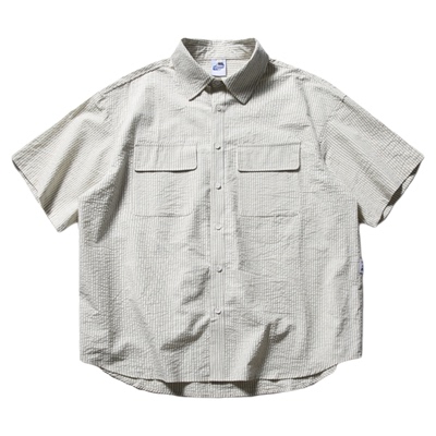 夏上新wtmp纯色双大口短袖衬衫