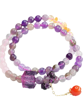 九紫离火极光23双圈手串琉璃方块水晶彩宝手链女士款气质时尚百搭