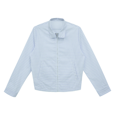 weave蓝白格纹全棉轻薄衬衫外套