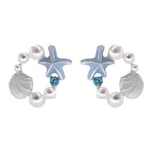 语义错误绝美珍珠贝壳耳钉2025年新款爆款丢了一只耳环高级感耳饰