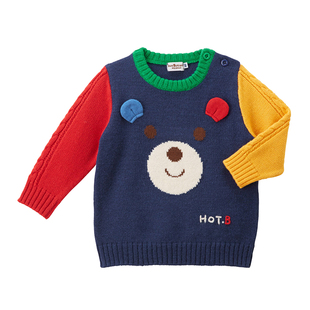 MIKIHOUSE 儿童毛衣男女童春秋季装上衣洋气红色毛衣HOTBISCUITS