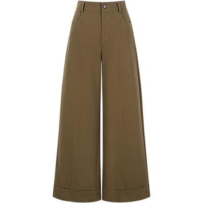 KBNE卡其色莱赛尔阔腿裤宽松牛仔裤2025新时尚显瘦时尚长裤春秋女