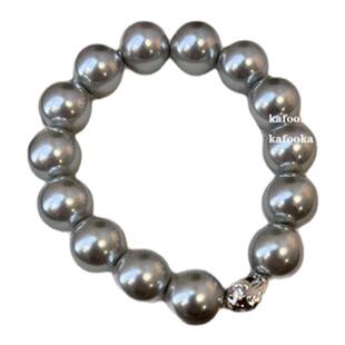 九月原创 真多麻清冷感银灰色珍珠手链小众轻奢手工弹力绳手串女