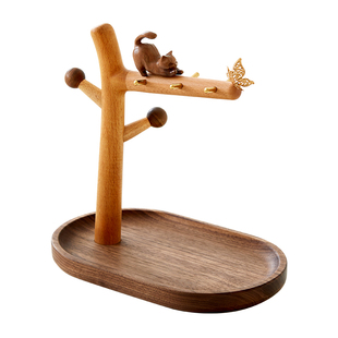 木町进门玄关钥匙收纳实木盘桌面摆件置物门口入户找钥匙创意挂式