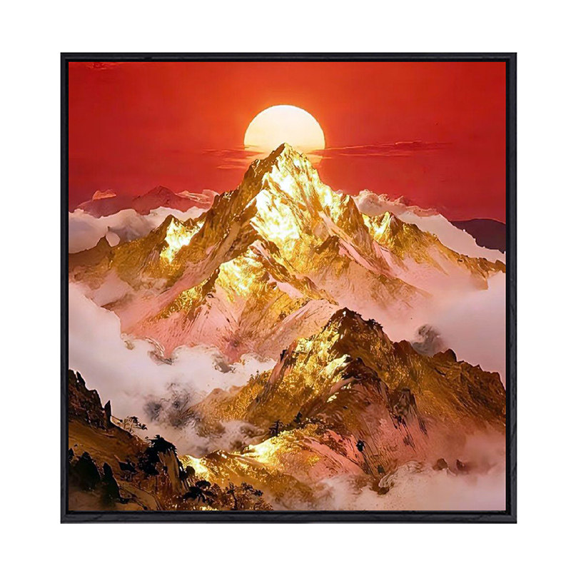 日照金山数字油画diy雪山风景画
