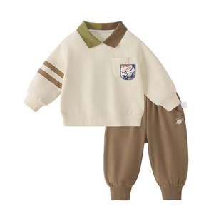 [7A抗菌]男童卫衣套装儿童时尚翻领春装小童休闲长袖宝宝两件套春