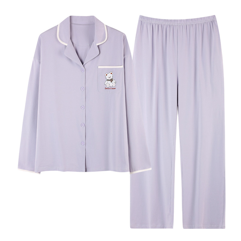 纯棉可外穿开衫妈妈家居服套装