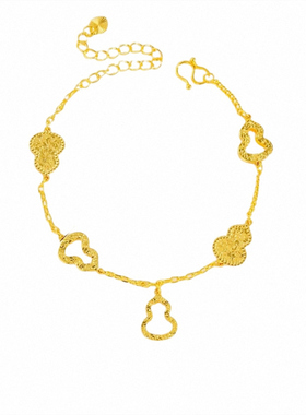 光影碎冰冰葫芦手链 女纯银镀18K黄金色镂空爆闪手环手饰时尚百搭