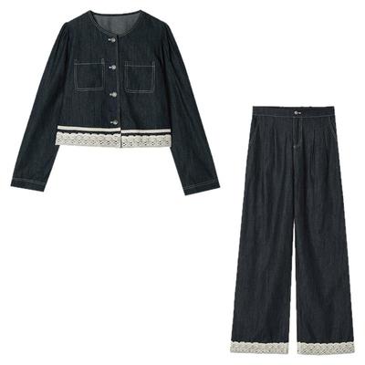 外套+长裤时尚牛仔两件套装