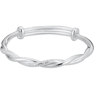 顺钦银楼纯银手镯女莫比乌斯环足银镯子年轻款实心银手环女生礼物