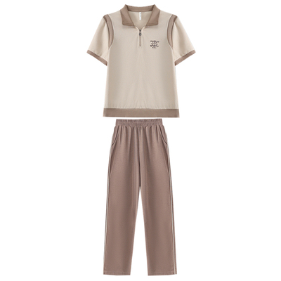 夏装妈妈两件套薄款中老年洋气