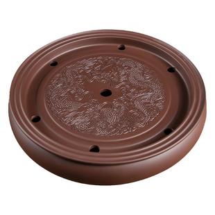 紫砂茶盘茶海茶台潮汕紫砂大号陶瓷功夫茶具家用圆形托盘储水小型