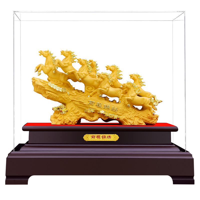 绒沙金马摆件八骏雄风