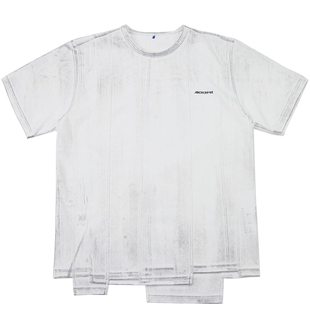 ADERERROR 春新款做旧晕染印画简约时尚微宽松短袖T恤