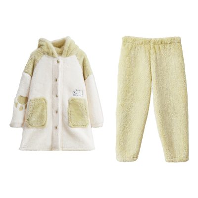 红豆居家泡泡绒家居服套装泡泡绒