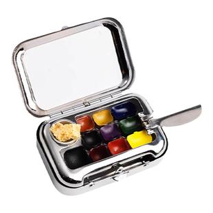 迷你旅行水彩颜料套装便携盒写生荷尔拜因分装盒随身透明固体水彩史明克水彩颜料10色16色套装分装颜料盒手账