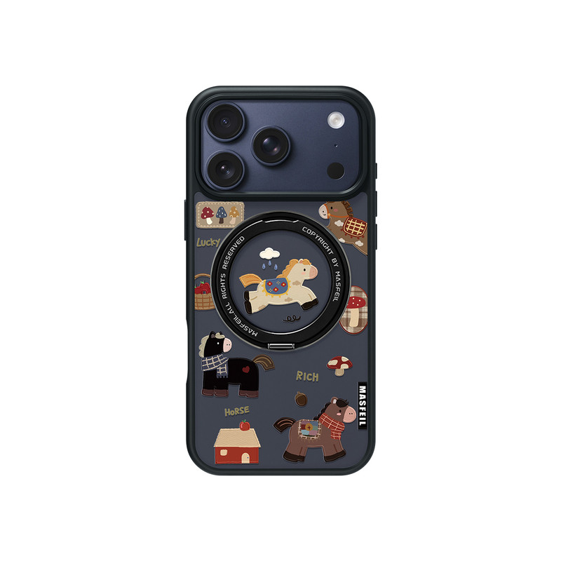 ZHIZHE×复古马儿适用苹果17promax手机壳iPhone16pro新款磁吸带支架ip15全包Fo5支点高级感17可爱套新年