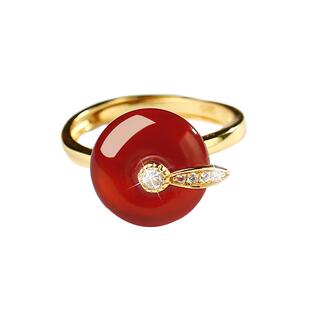 宫里上新红玛瑙戒指女纯银天然玉石红色宝石手饰本命年生日礼物