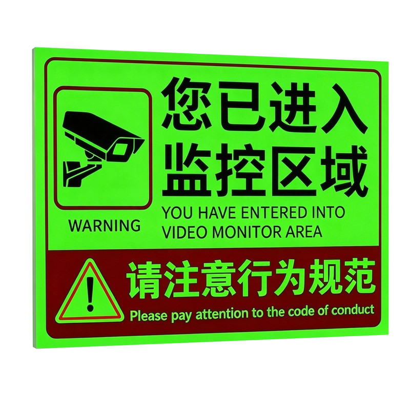 夜光监控警示牌墙贴视频监控提示
