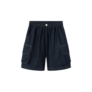 柒号童仓女大童韩版洋气牛仔短裤夏装新款儿童高腰休闲宽松阔腿裤