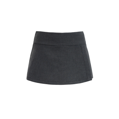 SMIIILE撞色开衩直筒a字半身裙裤