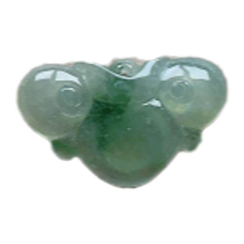 天然翡翠冰种如意吊坠淡阳绿飘花