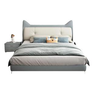 1米2成人单人床小户型男孩女孩公主床儿童床现代卧室皮床1.35米床