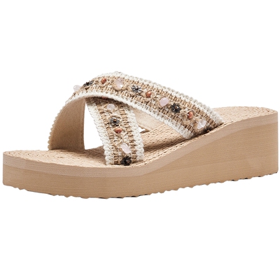 热风厚底拖鞋女2026年春季新款一字拖外穿百搭人字拖海边度假凉鞋