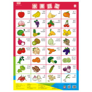 儿童认识水果蔬菜有声挂图婴幼儿早教启蒙认数字动物交通工具墙贴
