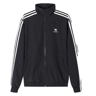 骆驼户外休闲衣全地形风衣立领外套女男款情侣秋季防泼水黑色夹克