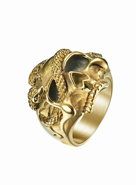 黑骨BLACKBONE777TripleSeven哥特暗黑金蛇银蛇骷髅十字钛钢锆石