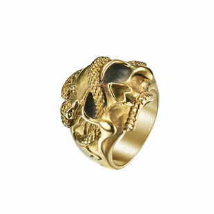 黑骨BLACKBONE777TripleSeven哥特暗黑金蛇银蛇骷髅十字钛钢锆石