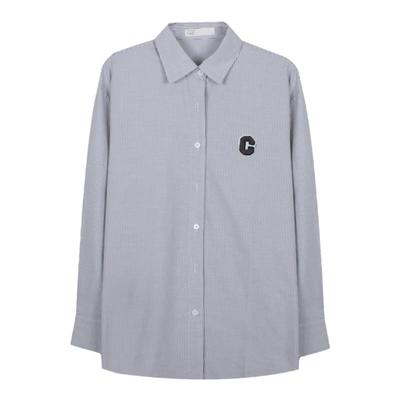 温柔灰色条纹衬衫长袖