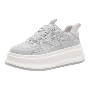 St&Sat/星期六春秋系带圆头板鞋增高厚底运动休闲鞋女SSC2112C4A