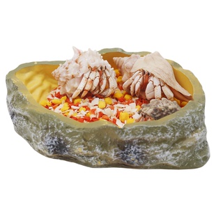寄居蟹仿真岩石水盆食盆~仿真纹理 光滑内里 爬宠虫可用造景自然