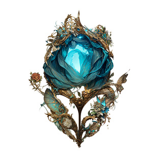 【月色星象】防水花卉纹身贴【玫瑰幽蓝】现货