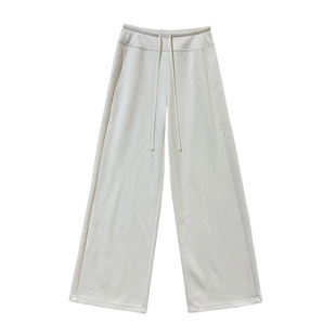 白色裤子冬加绒加厚糯米裤垂感窄版直筒醋酸羊毛阔腿裤女运动卫裤
