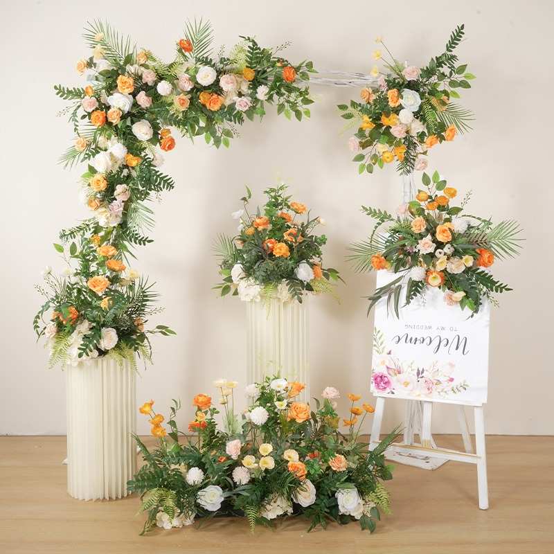 婚庆仿真小清新地排花舞台t台装饰路引花婚礼堂拱门装饰挂花仿真