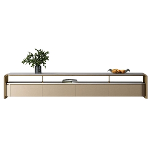 Mobeier 意式大理石电视柜轻奢高级感奢石卡里冰玉马鞍皮茶几组合