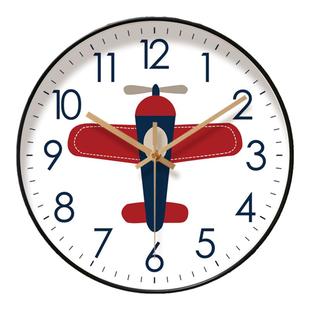 自动对时电波钟6218英伦飞机挂钟卡通创意客厅钟表挂墙时钟静音钟