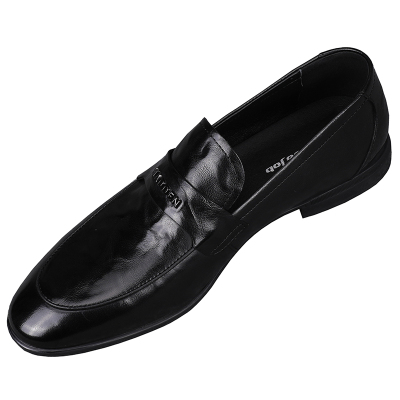 头层牛皮商务休闲皮鞋男款2025新款一脚蹬英伦韩版真皮透气休闲鞋