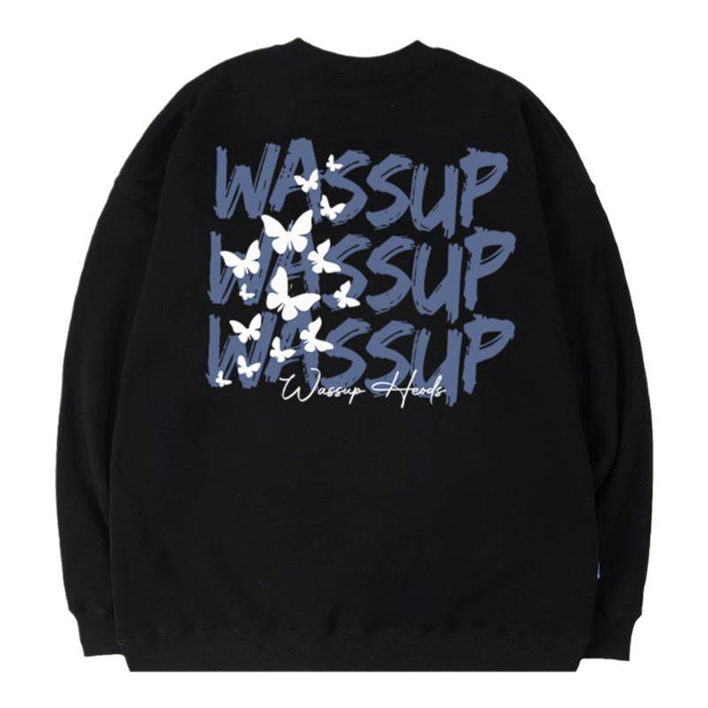 WASSUP彩绘蝴蝶情侣重磅卫衣