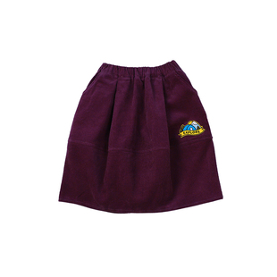 夏生纯棉灯芯绒花苞裙女童宽松解构半裙山系绣标裙子儿童秋装新款