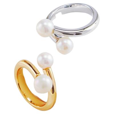 法式珍珠戒指纯银温柔气质