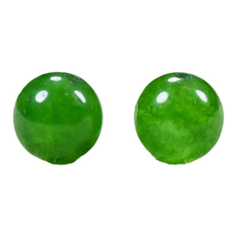 天然新疆和田碧玉散珠菠菜绿玉髓圆珠DIY饰品编制手链项链玉珠子