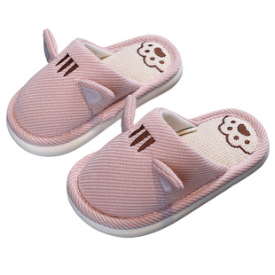 回力儿童棉拖鞋春秋冬季薄款男童女宝宝可爱卡通猫咪防滑大童拖鞋