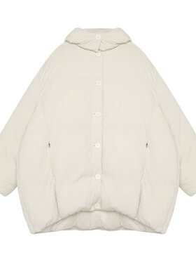 超轻保暖尼龙 半圆女装[文艺]2025冬新茧型连帽中长羽绒服女