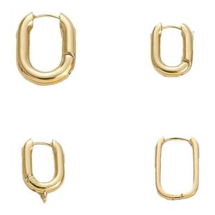 保色14K包金法式耳环U形椭圆耳扣高级感耳圈带吊 手工diy耳饰配件