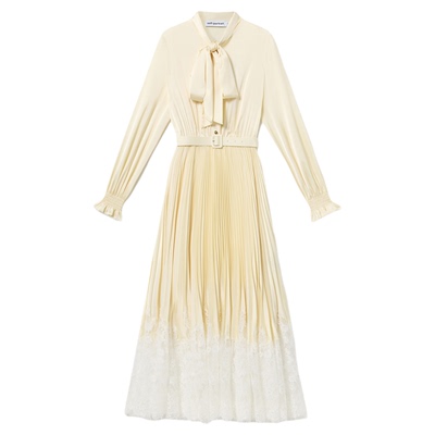 self-portrait蕾丝拼接连衣裙