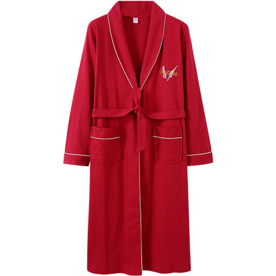 春秋季女士纯棉长袖睡袍